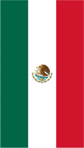 [Vertical hanging Mexican flags: with arms]